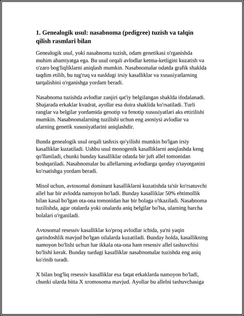 ODAM GENETIKASINING ÕRGANISH USULLARI GENEALOGIK POPULATSION STATISTIK VA EGIZAKLAR USULI RASMLAR BN QILIB BER 3