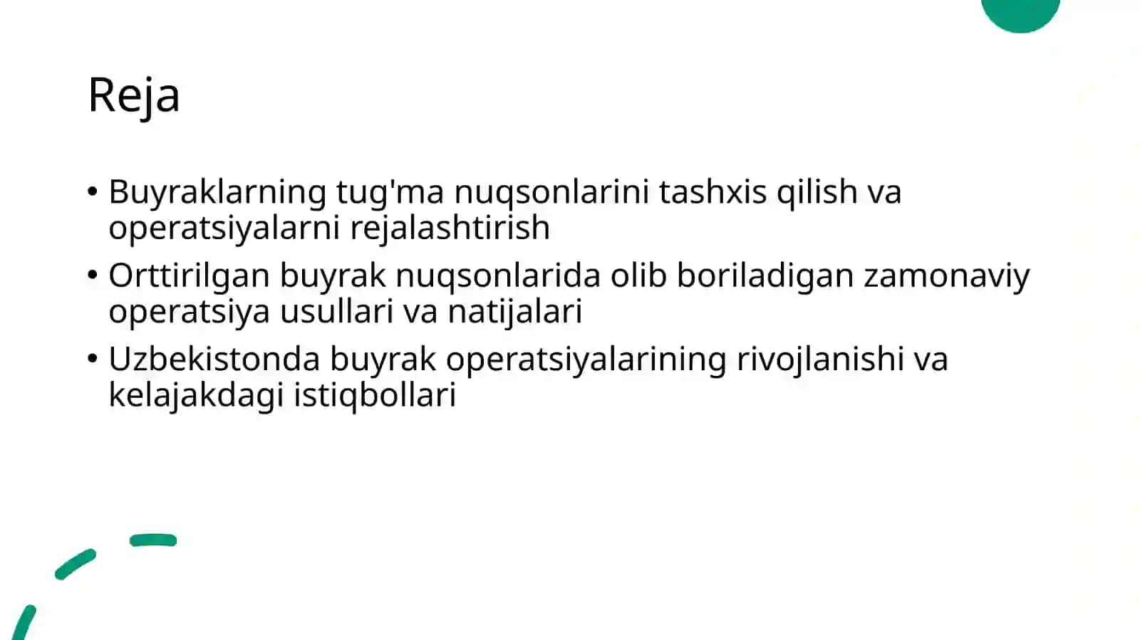 Buyraklarning tug'ma va orttirilgan nuqsonlarida bajariladigan operatsiyalar 3