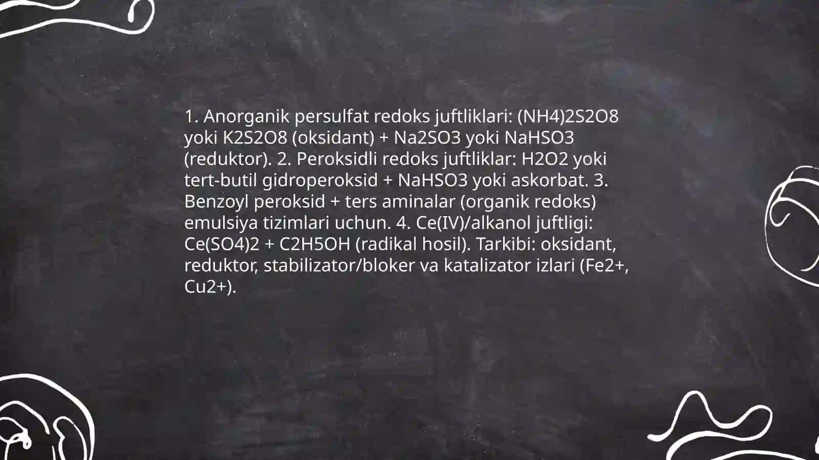 Akrilonitrilning oksidlanish-qaytarilish initsiatori bilan polimerlanishi 3