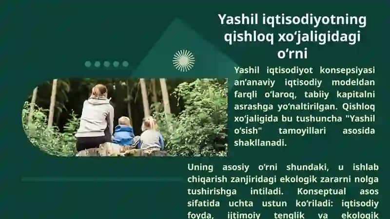 Qishloq xo’jaligini yashil iqtisodiyot asosida barqaror rivojlantirish 3