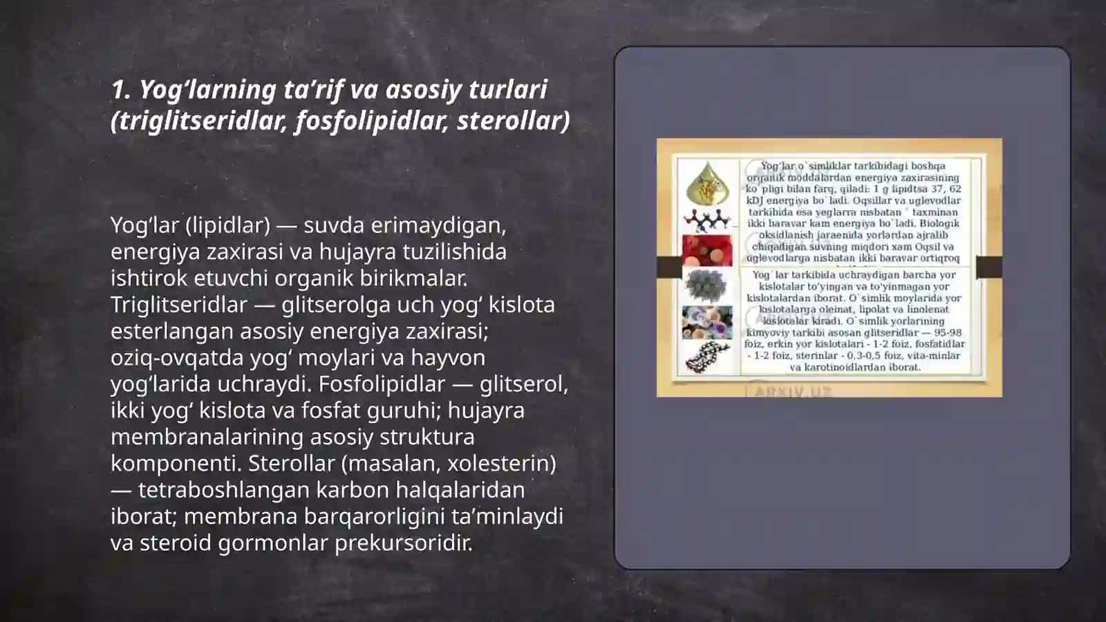 Yogʻlarning biologik roli va asosiy manbalari 3