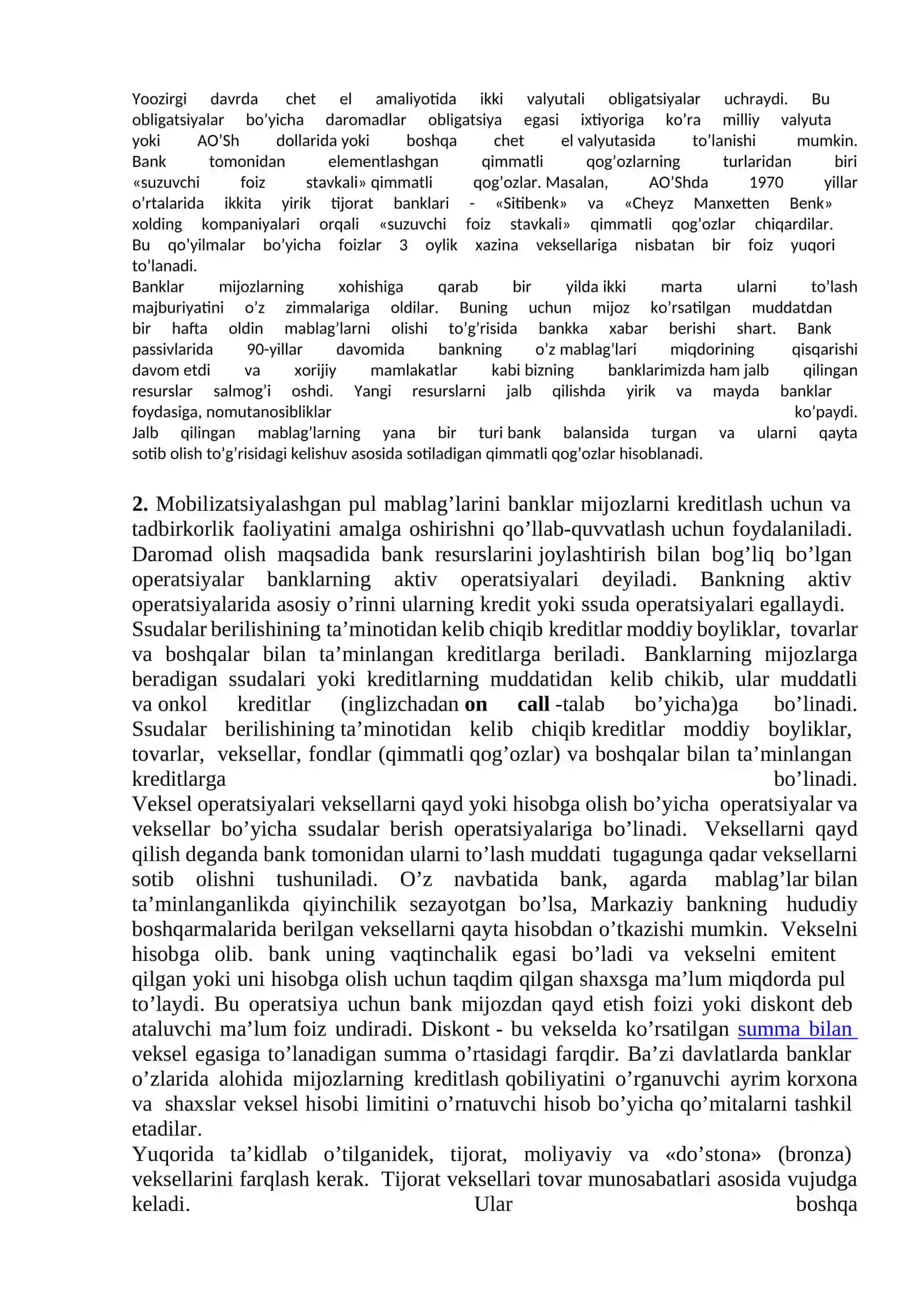 Tijorаt bаnklаring аktiv operаtsiyalаri.Tijorаt bаnklаring xаlqаro operаtsiyalаri 3