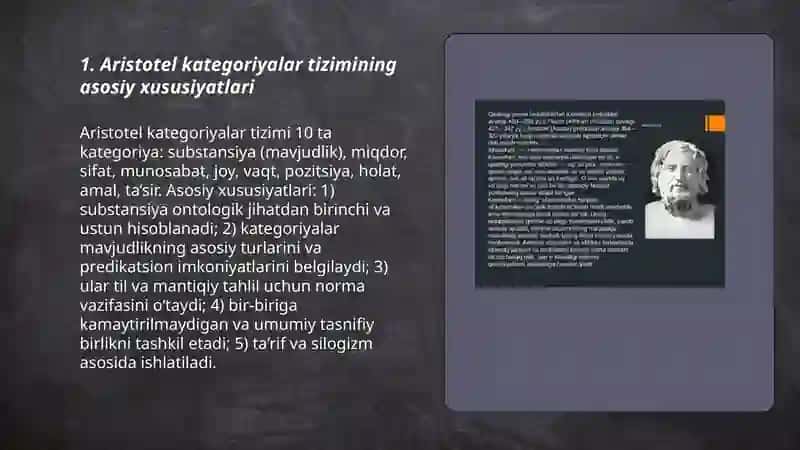 Aristotel kategoriyalar tizimining asosiy xususiyatlari 3
