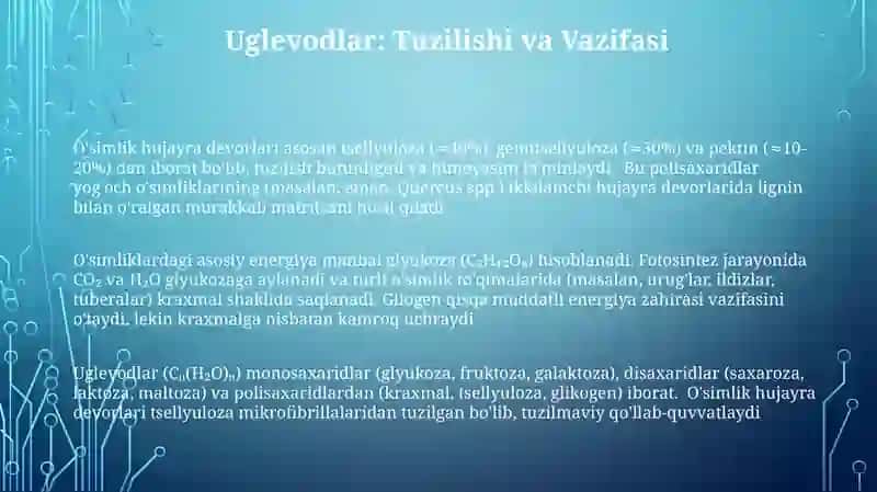 Oʻsimlik hujayrasining kimyoviy tarkibi va zaxira moddalari 3