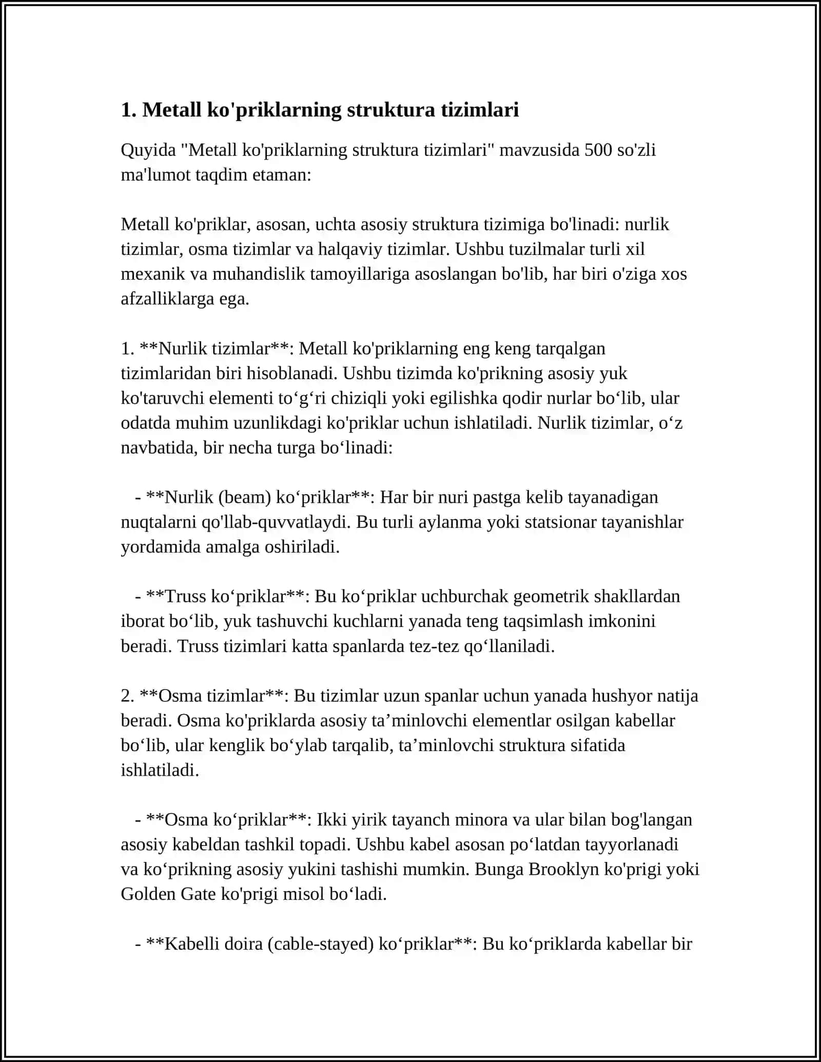METAL KOʻPRIK QURILMALARINI ASOSIY SISTEMALARI 3