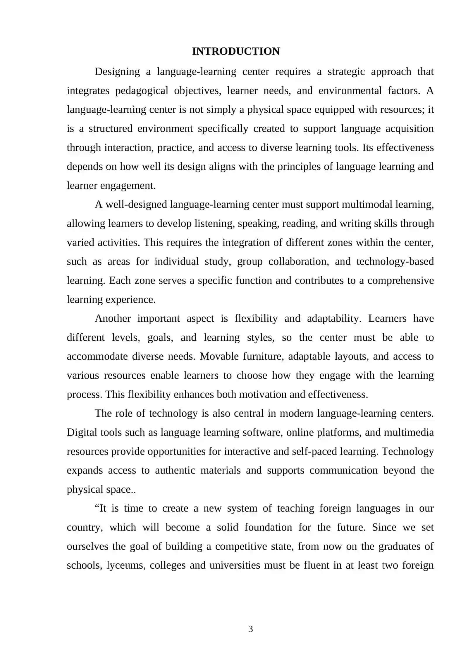 Course Paper: Strategies for Designing a Language-Learning Center 3