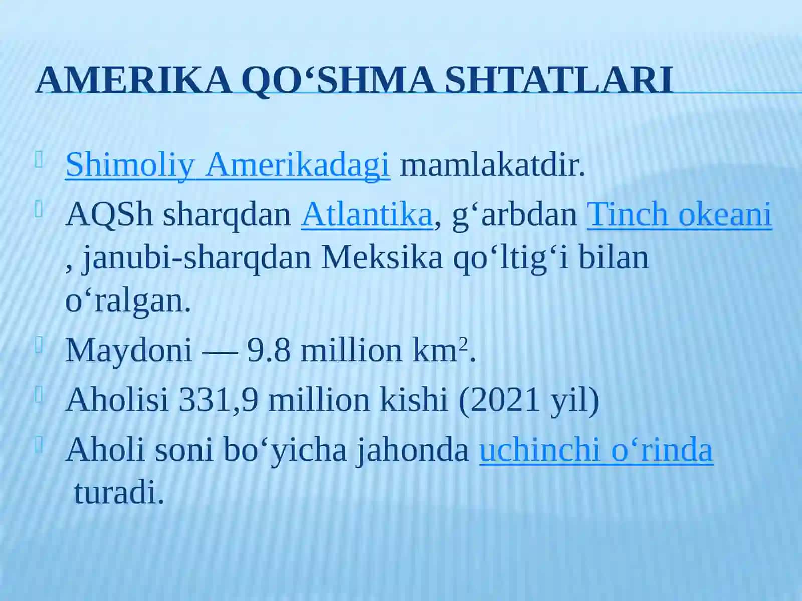 AQShning geografik o'rni, tabiiy sharoiti va tabiiy resurslari 3