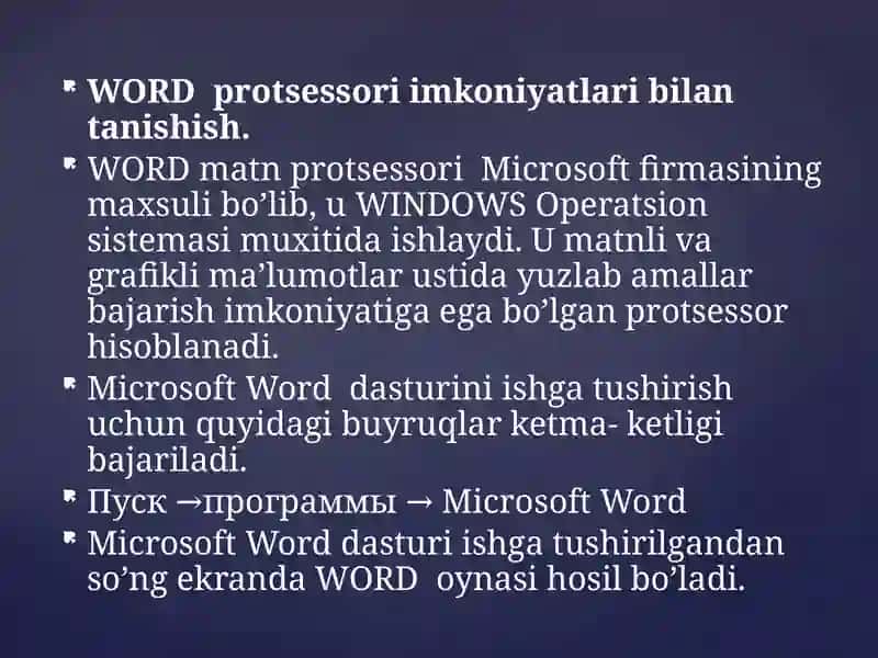Matn muharrirlari va Wordmatn protsessori 3