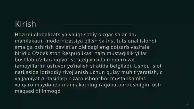 Mamlakatni modernizatsiya qilishda institutsional islohotlar 3