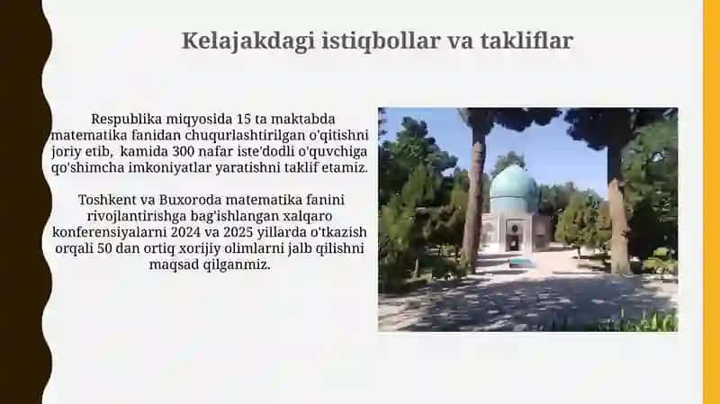 Oʻzbekistonda oʻzbek olimlarining elementar matematika va matematika sohalarining qo'shgan hissasi 3