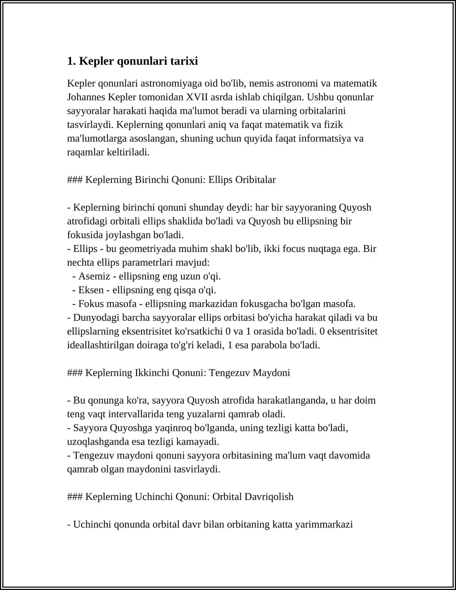 KEPLER QONUNI 3