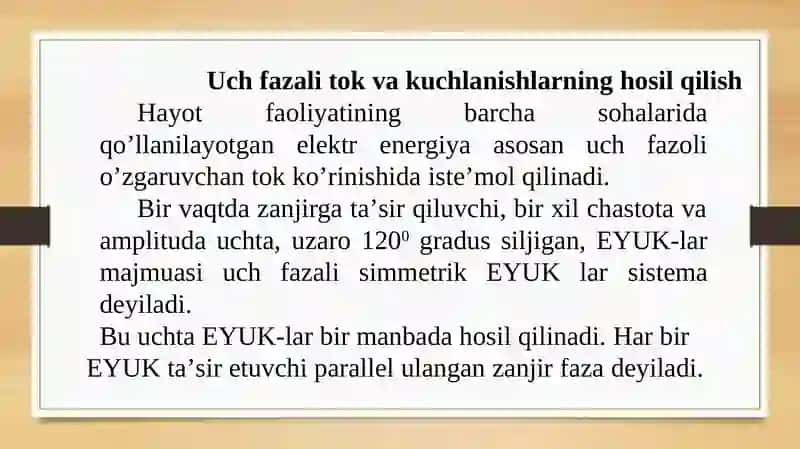 Uch fazali elektr zanjirlari haqida tushunchalar 3
