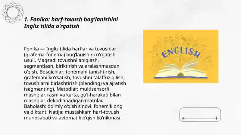 Ingiliz tilida o'qishni o'rgatish 3
