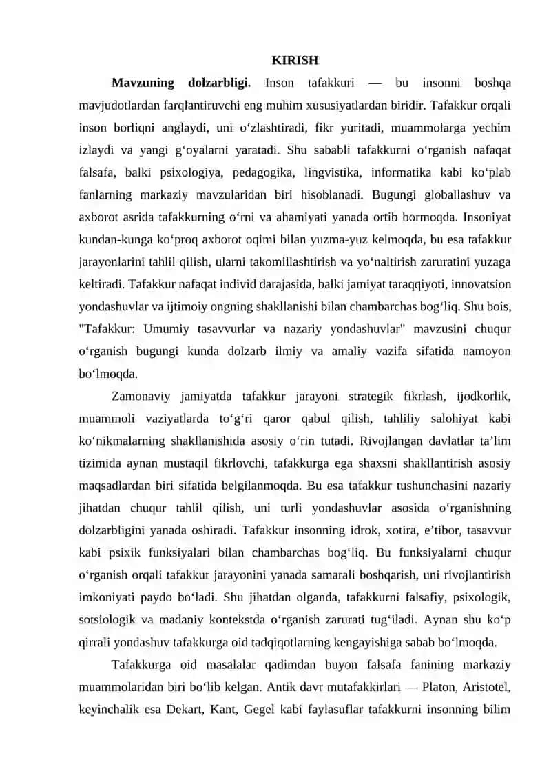 TAFAKKUR: UMUMIY TASAVVURLAR VA NAZARIY YONDASHUVLAR 3