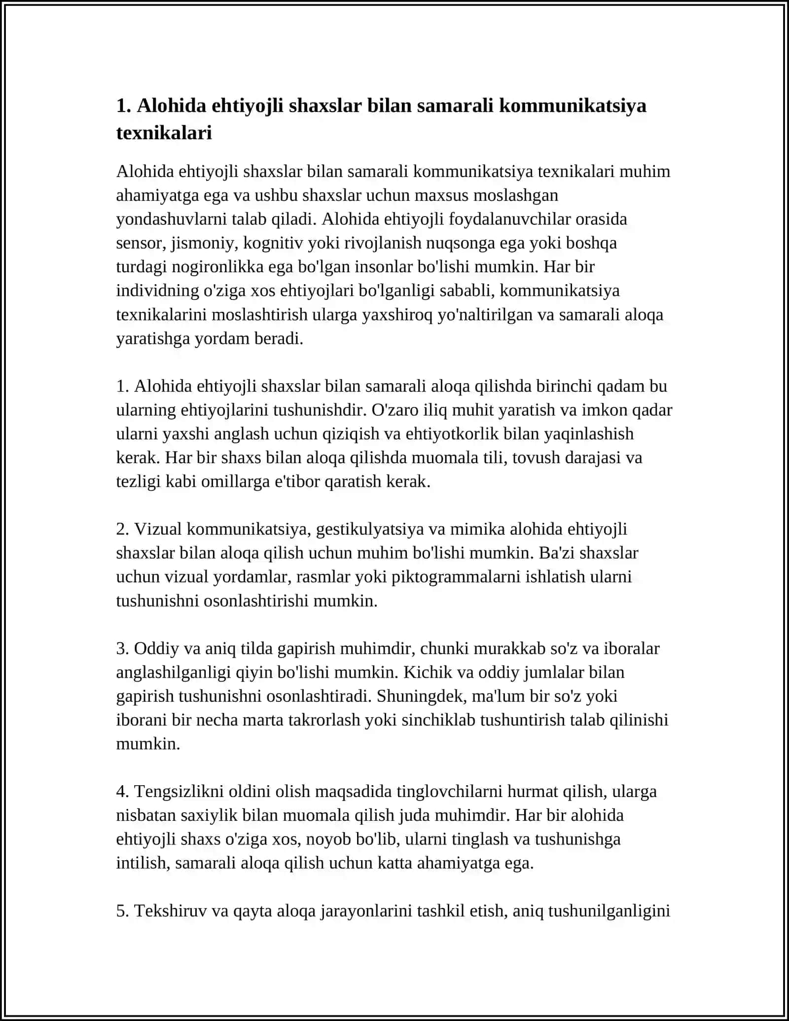 ALOHIDA EHTIYOJLI FOYDALANUVCHILAR UCHUN TRENINGLAR 3