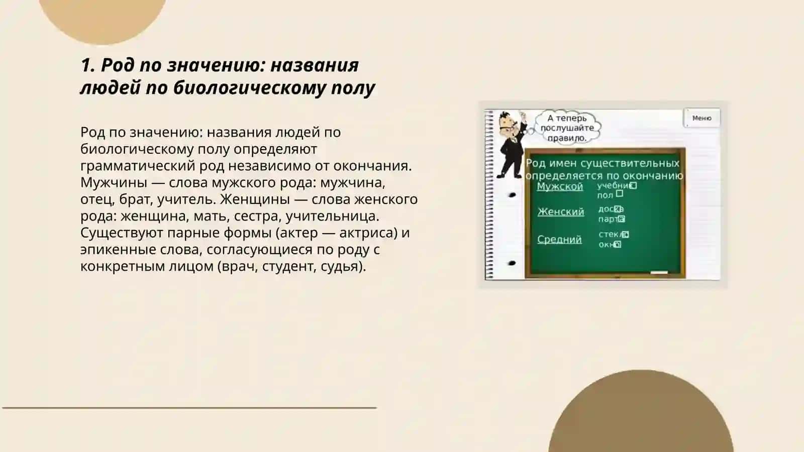 Определение рода имен существительных по значению окончанию 3