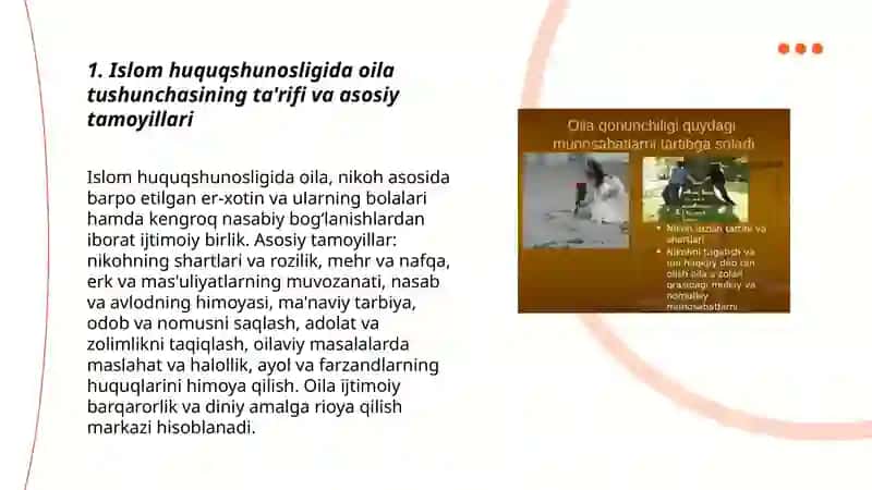 Islom huquqshunosligida oila, nikoh,taloq, idda, zihor tushunchalarini ta'riflashva taqdimot tayyorlash 3