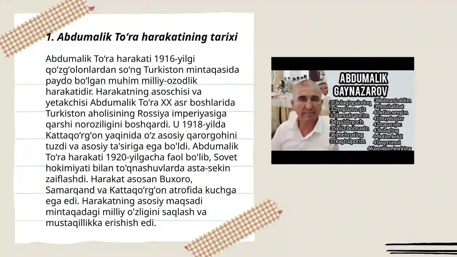 Abdumalik Toʻra harakati 3