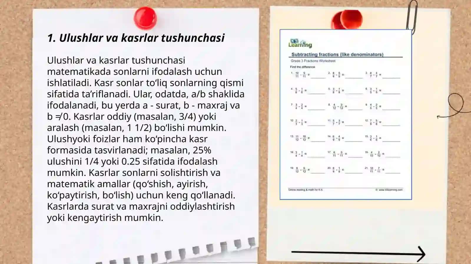 Boshlangʻich sinflarda ulushlar va kasrlar bilan tanishish metodikasi 3