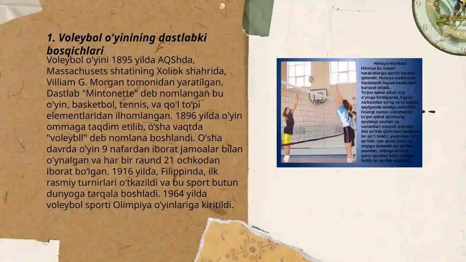 Voleybol oʻyinining kelib chiqish tarixi Abdugafforova Xurshida 3