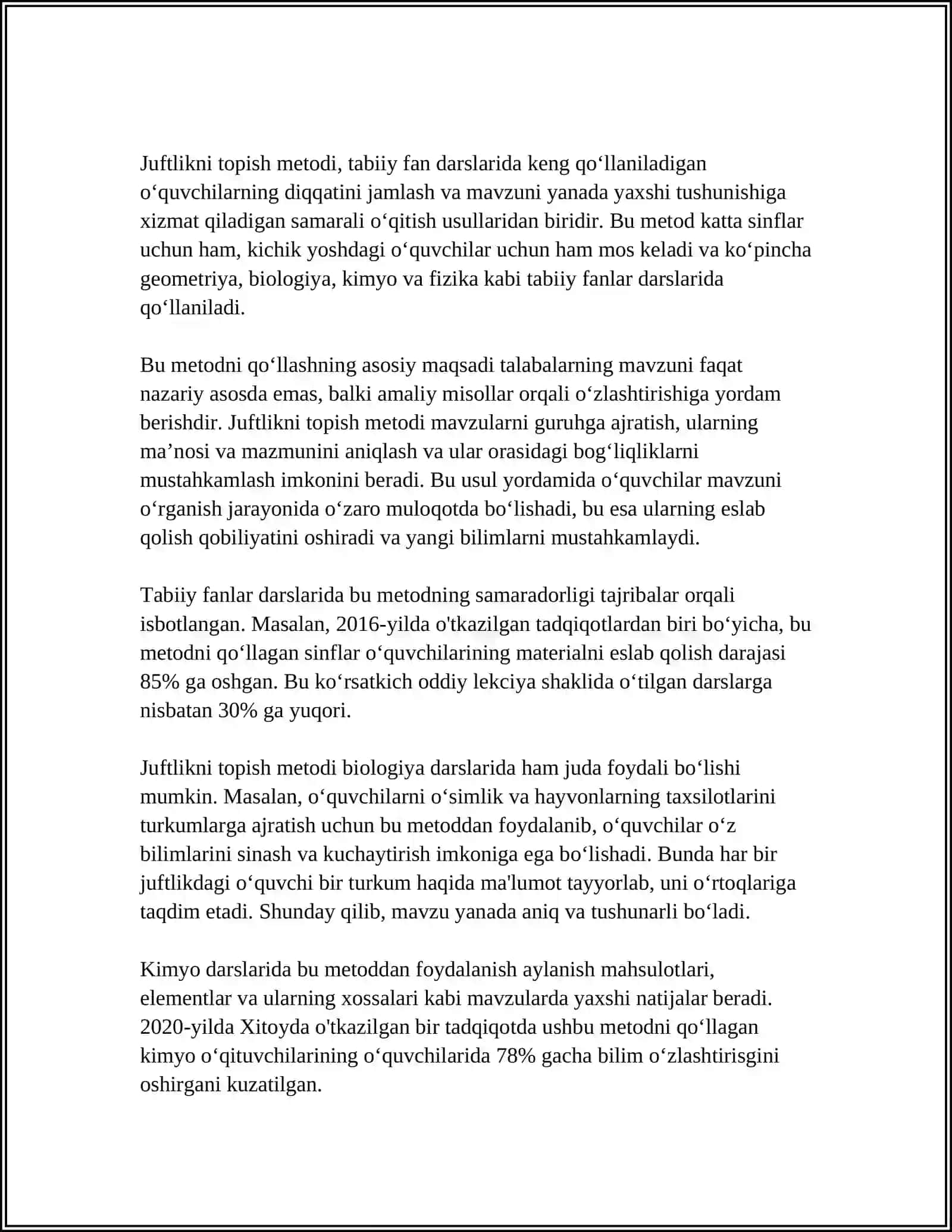 TABIIY FAN DARSLARIDA,,JUFTLIKNI TOP" METODIDAN FOYDALANISHNING AHAMIYATI 3