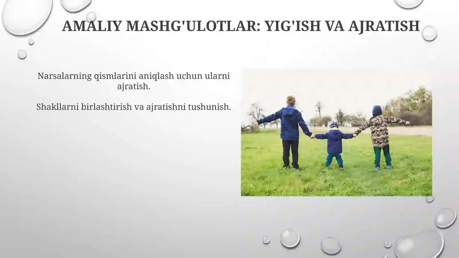 Turli yoshdagi bolalarda predmetlar shakli va ularning qismlarini tahlil qilish mashqqildirish 3
