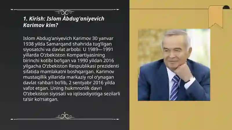 Islom Abdug'aniyevich Karimov hayoti haqida taqdimot 3