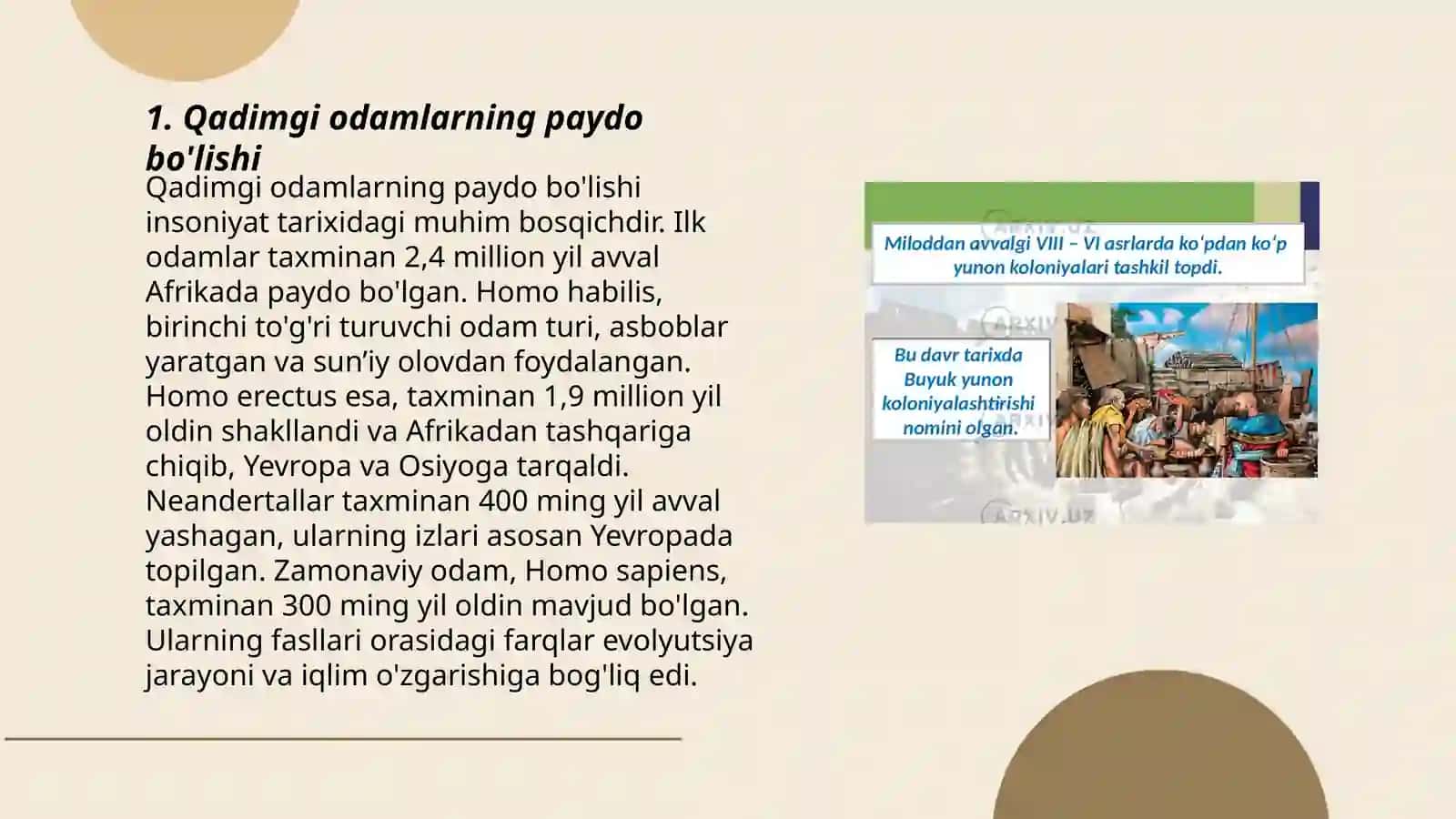 Qadimgi odamlarning asosiy vakillari va hayot tarzi tarqalishi 3