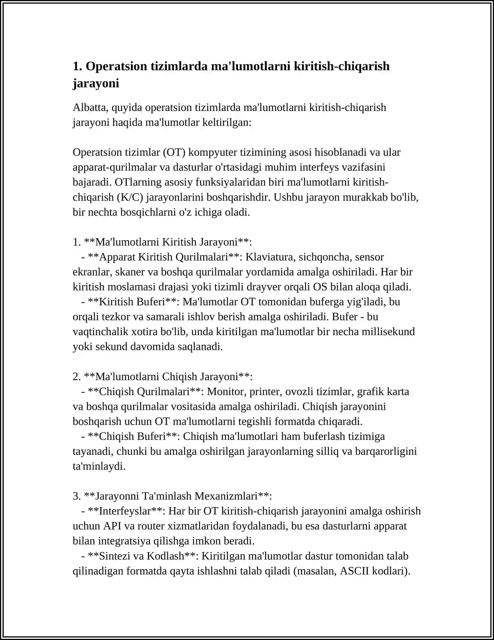 OPERATSION TIZIMLARDA MA’LUMOTLARNI KIRITISH-CHIQARISHNI BOSHQARISH 3