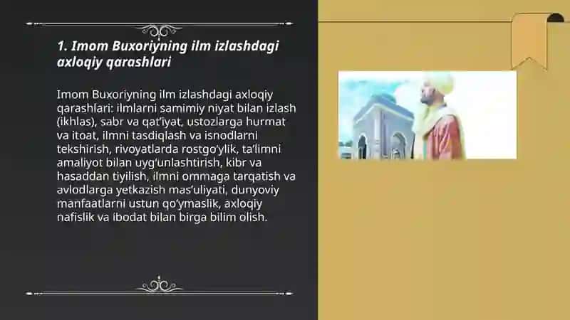 Imom buhoriy ilm-ma'rifat haqidagi axloqiy qarashlari 3