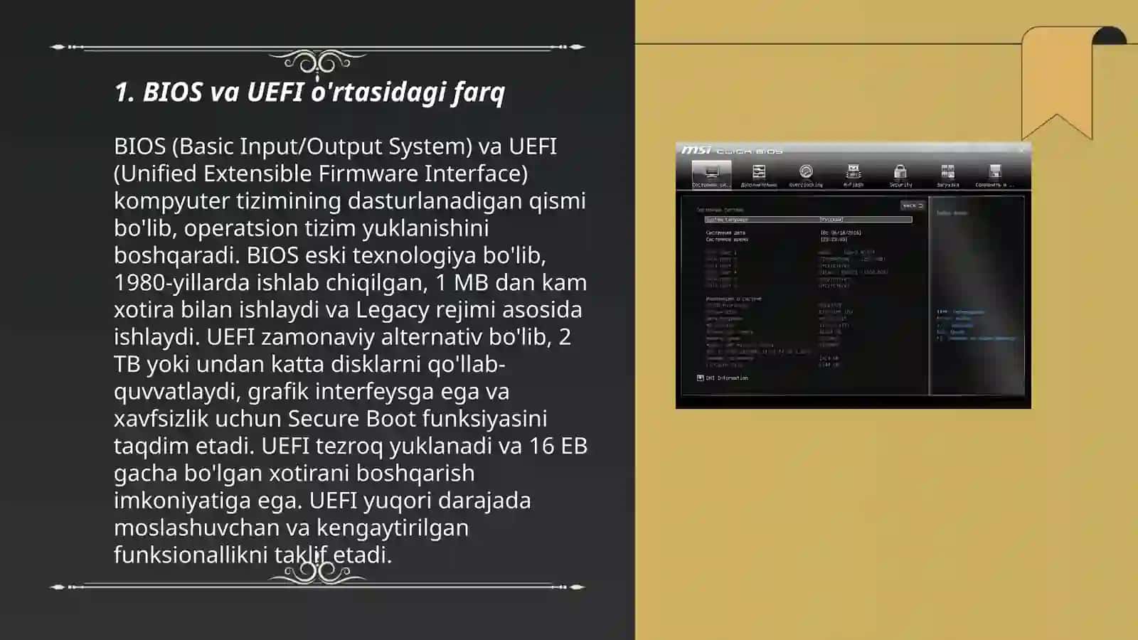 BIOS va UEFI o'rtasidagi farq 3