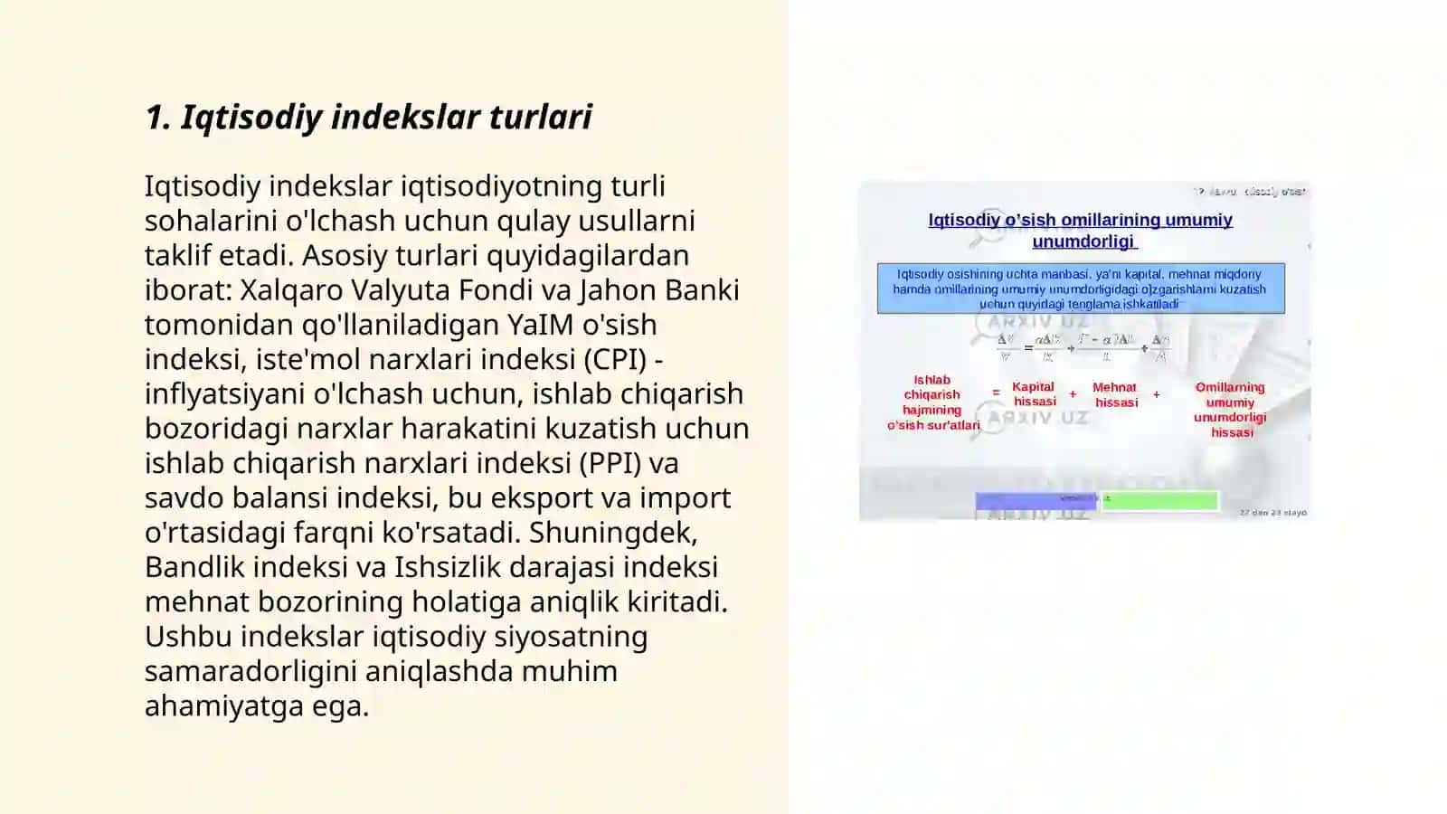Statistika amaliyotida iqtisodiy indekslarning qo'llash yo'nalishlari 3