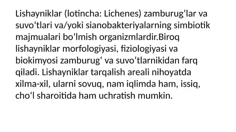 Lishayniklar (Lotincha: Lichenes) 3