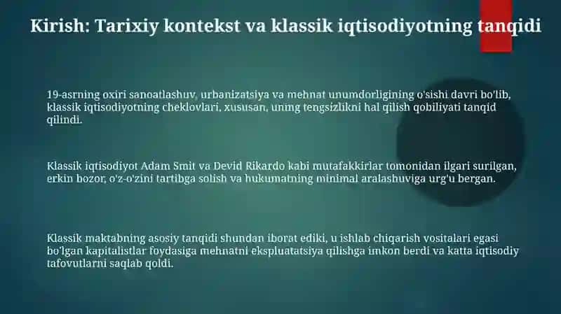 XIX asor oxiri - XX asr boshlariga iqtisodiy taʼlimotlar 3
