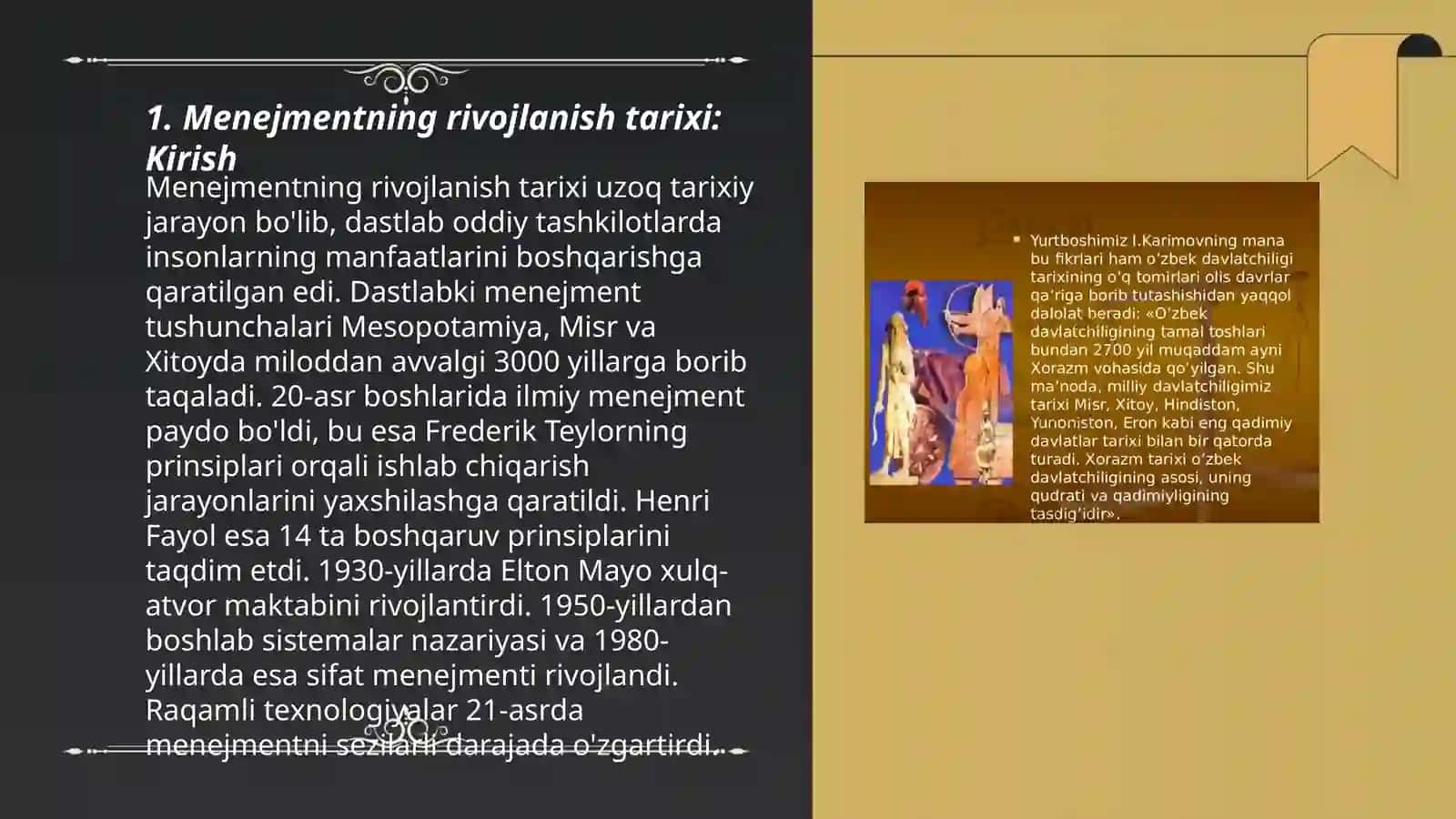 Menejmenting rivojlanish tarixi va hozirgi holati 3