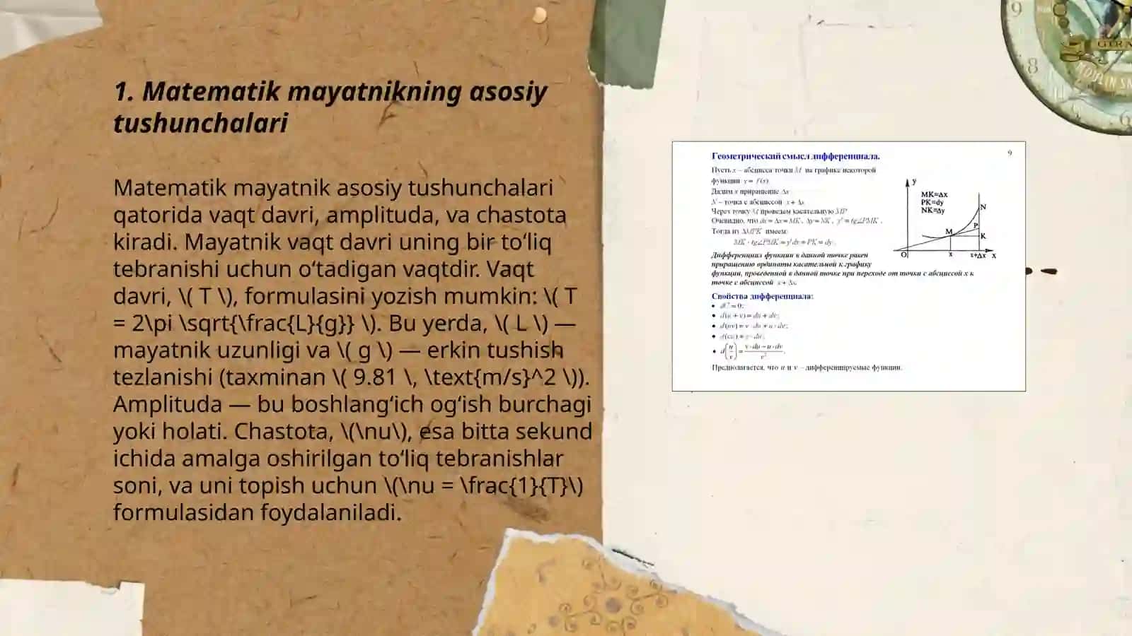 Matematik mayatnik nisbiy harakatining differensial tenglamalari 3