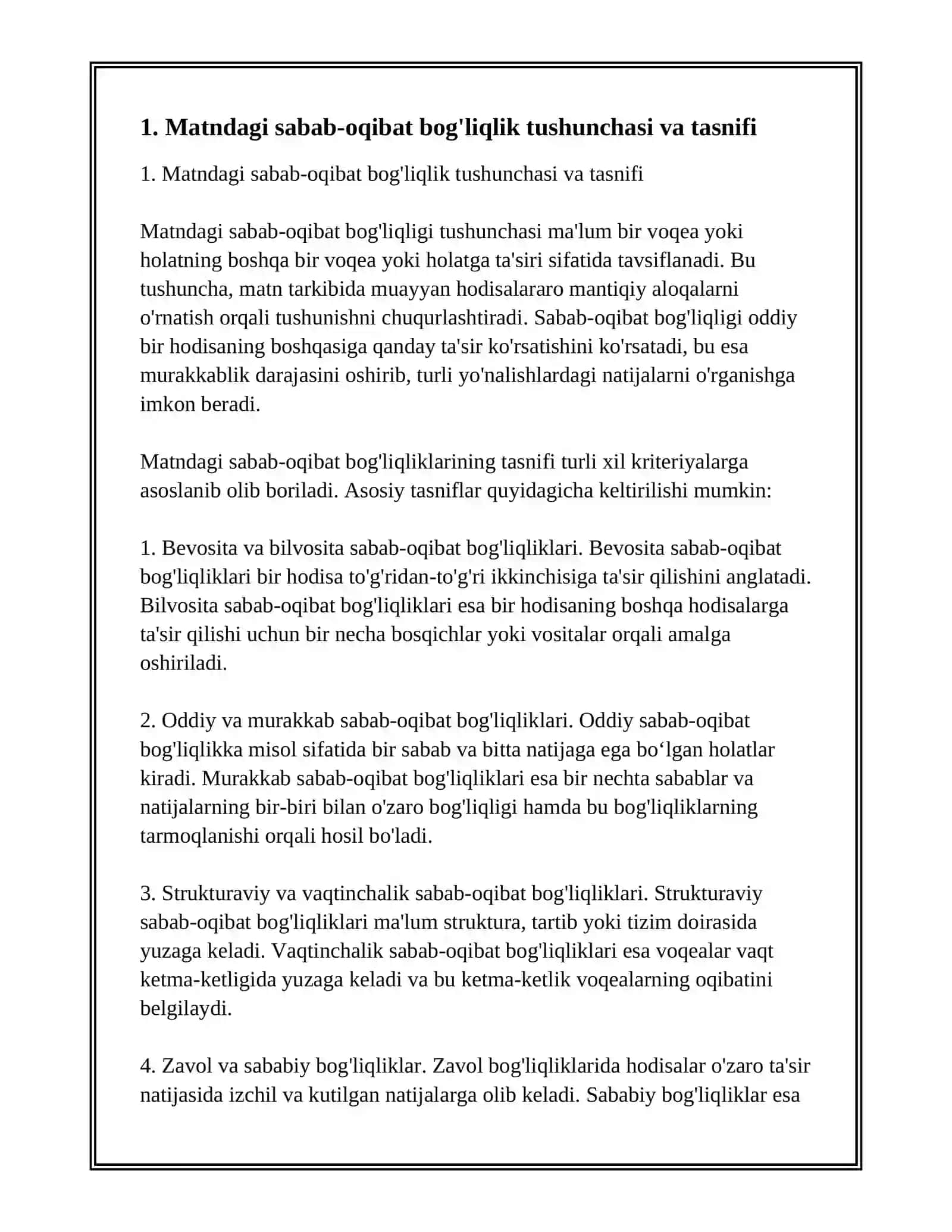 "MATNDAGI SABAB-OQIBAT BOG'LIQLIKLARINI ANIQLASH" 3