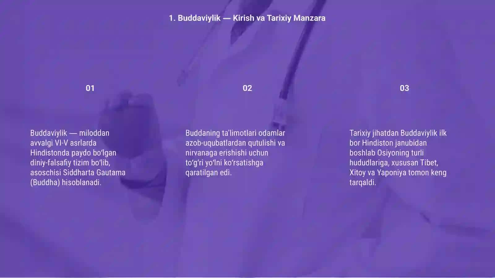 Buddaviylik dinining paydo bo'lish tarixi, asosiy ta'limotlari, oqimlari va manbalari 3