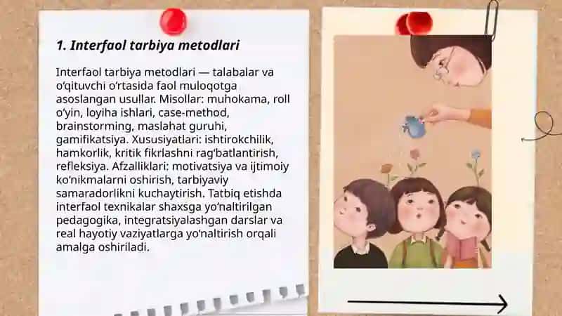 Zamonaviy Pedagogikada tarbiya metodlari va shakllari 3