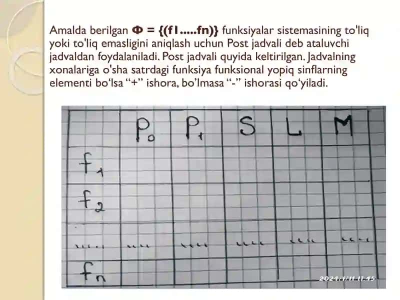 Funksiyaning to’liq va to’liqmas sistemalari 3