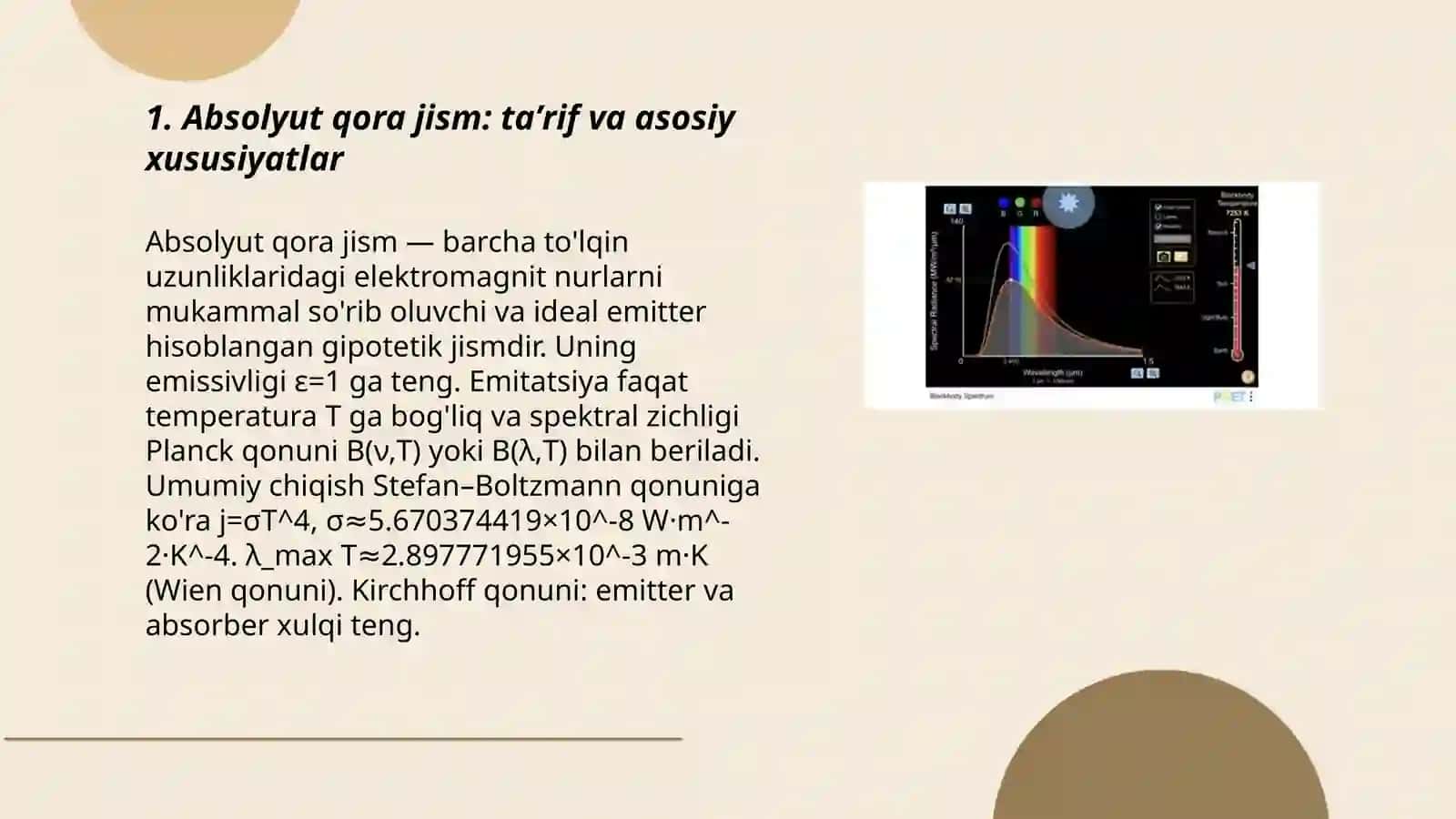 Absolyut qora jism nurlanish qonunlari 3