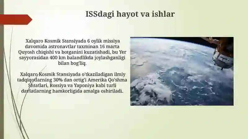 Sun'iy yòldoshlar va XKS (xalqaro kosmik stansiya) 3