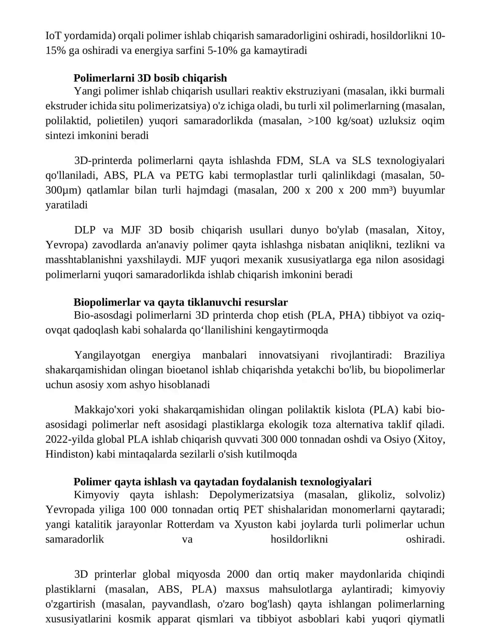 Polimer maxsulotlarini ishlab chiqarish sanoatida yangi texnologiyalar 3