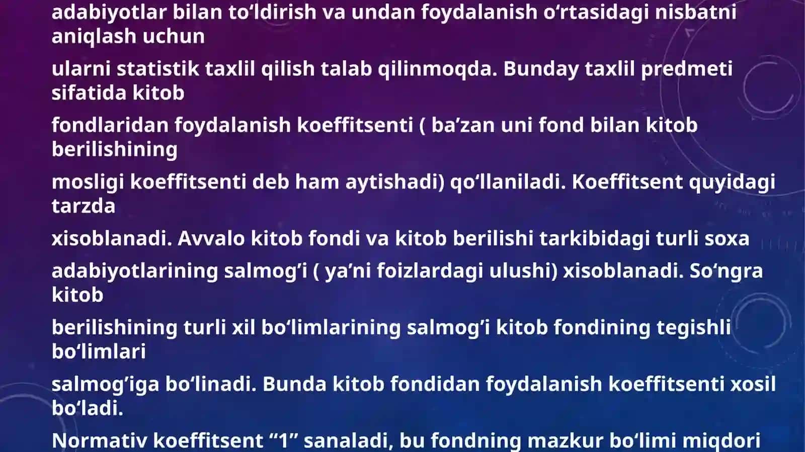 Kutubxona – axborot faoliyati statistikasi 3