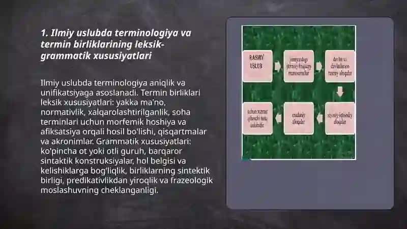 Ilmiy uslub va rasmiy -idoraviy uslublarning leksik-gramatik xususiyatlari 3