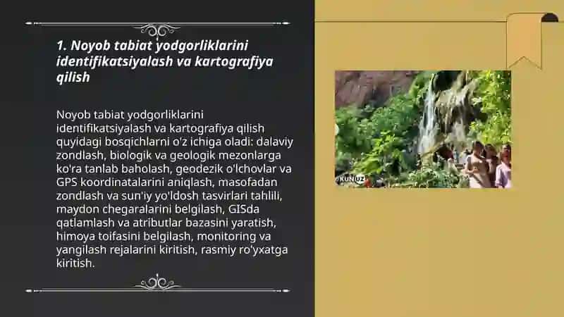 Noyob tabiat yodgorliklaridan foydalanish va muhofaza etish 3