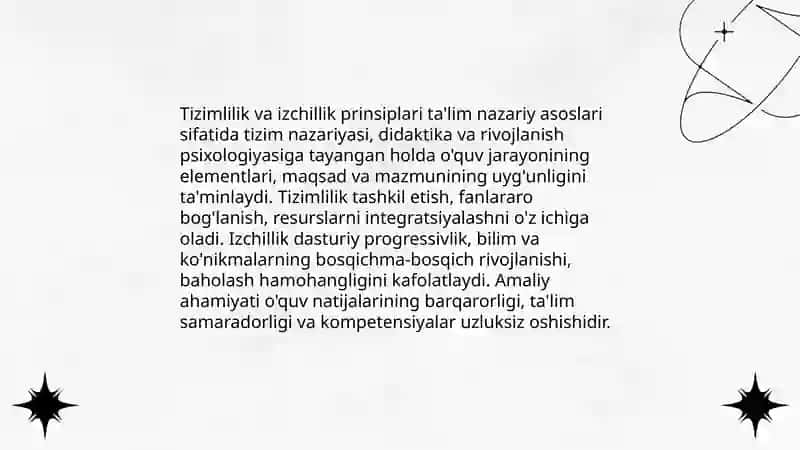 Ta'limning tizimlilik va izchilik prinsiplarini amalga oshirish qoidalari 3