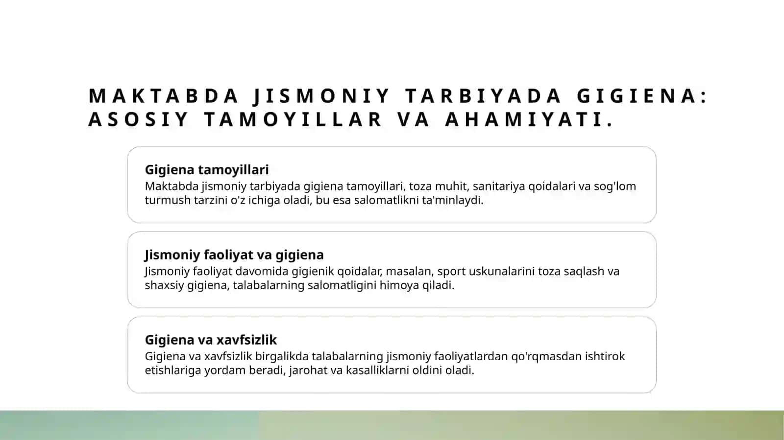 Maktabda jismoniy tarbiyaning gigienik asoslari va shifokor nazorati 3
