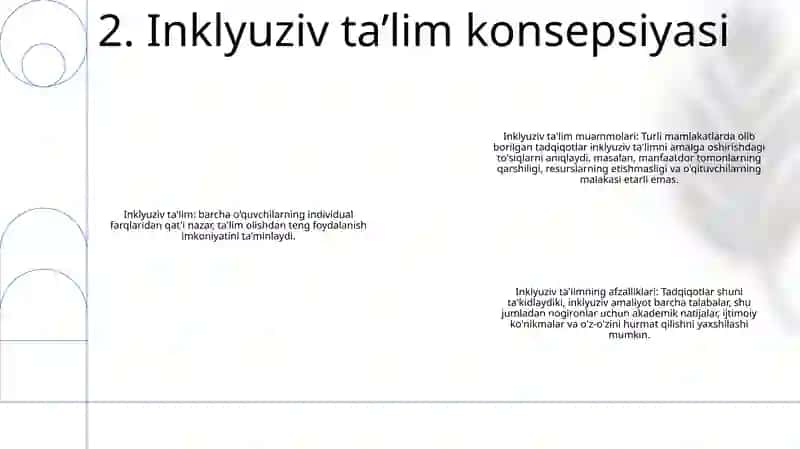 Turli Yo'Nalishlardagi Ilmiy Tadqiqotlarda Inklyuziv Ta’Lim Muammolarini O'Rganish 3