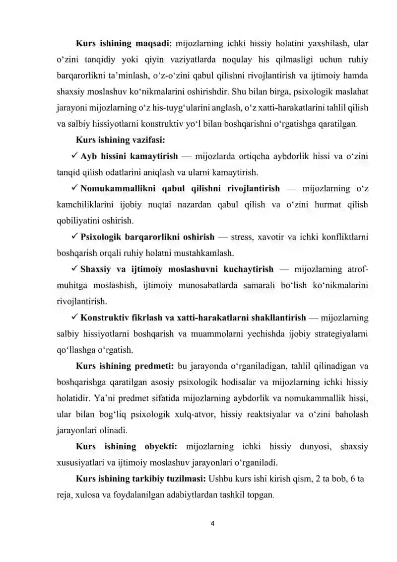 AYBDORLIK VA NOMUKAMMALLIK HISSI MAVJUD MIJOZLAR BILAN PSIXOLOGIK MASLAHAT ISHLARINI OLIB BORISH 3